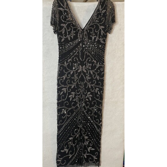 Pisarro Nights Beaded Mesh Column Gown Carbon 6 - Picture 5 of 15